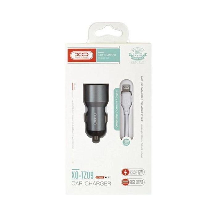 Зарядное устройство XO TZ09 2.4A/2 USB + cable lightning Grey (XO-TZ09L-GR) изображение 4