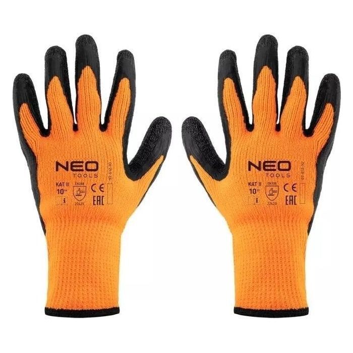 Захисні рукавиці Neo Tools латексне покриття, поліестер, р.9, помаранчево чорні (97-612-9)