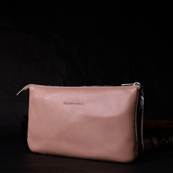 Сумка Grande Pelle Из натуральной зернистой кожи Пудровая (11698) изображение 10
