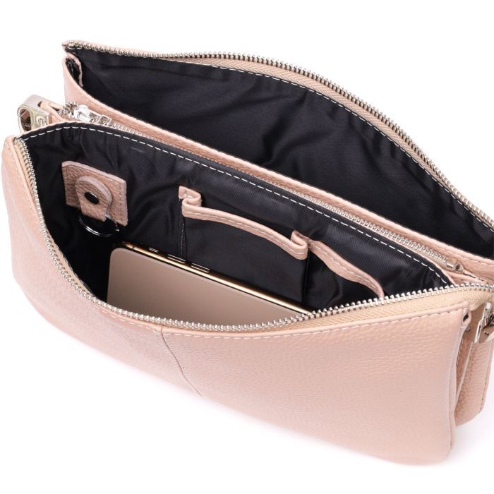 Сумка Grande Pelle Из натуральной зернистой кожи Пудровая (11698) изображение 8