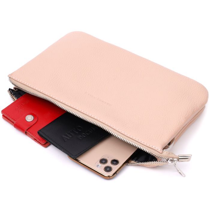 Сумка Grande Pelle Из натуральной зернистой кожи Пудровая (11698) изображение 9