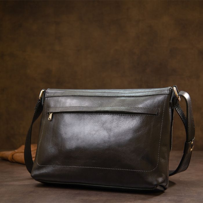 Сумка Grande Pelle Кожаная мужская Черная (11429) изображение 11