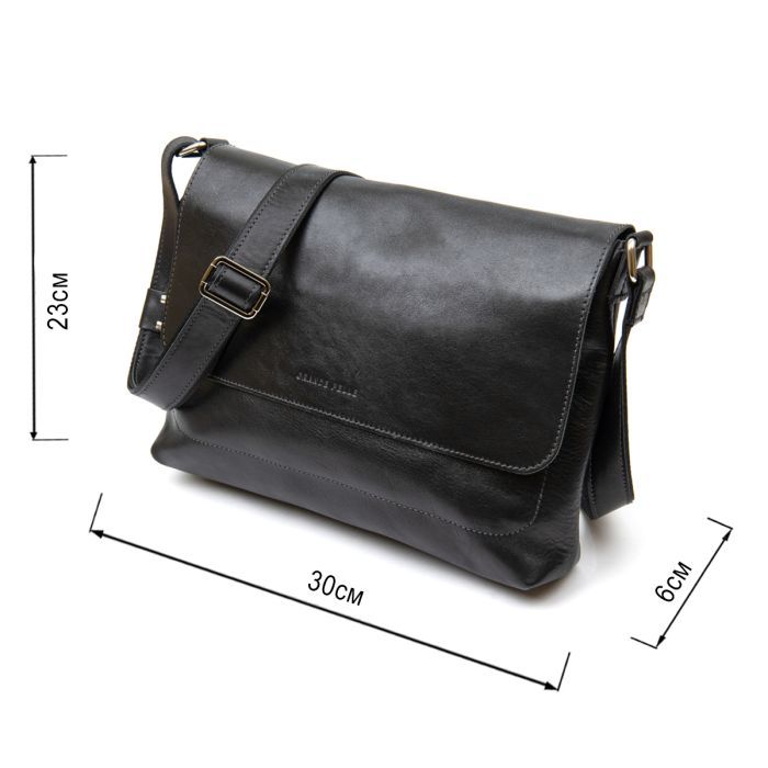 Сумка Grande Pelle Кожаная мужская Черная (11429) изображение 3