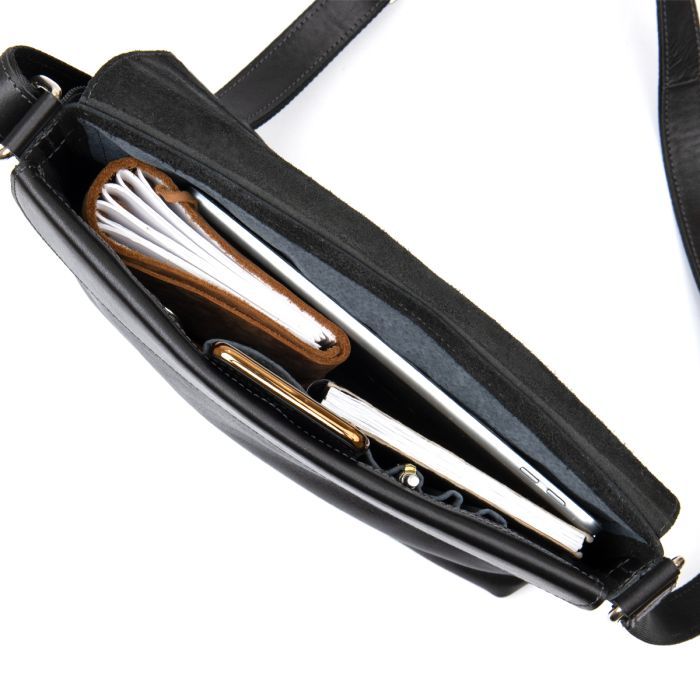 Сумка Grande Pelle Кожаная мужская Черная (11429) изображение 6