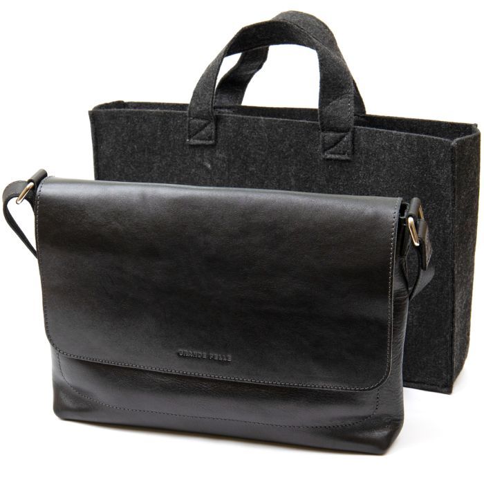 Сумка Grande Pelle Кожаная мужская Черная (11429) изображение 9