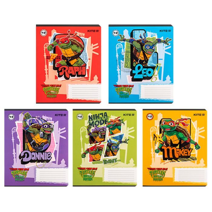 Зошит Kite Ninja Turtles, 12 аркушів, лінія (NT24-234)