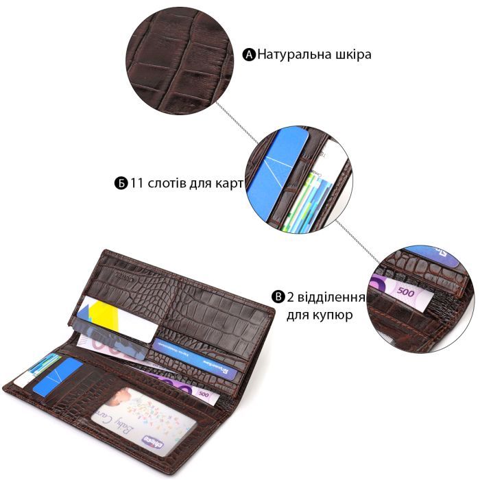 Гаманець Canpellini З натуральної шкіри Коричневий (21905) зображення 3
