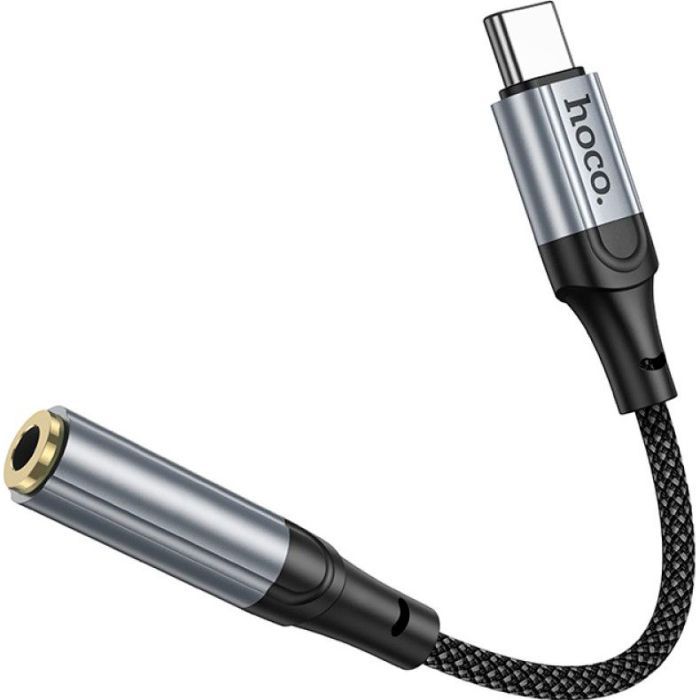 Кабель мультимедийный USB-C to 3.5mm F 1.0m LS36 Fresh Black HOCO (6942007608886) изображение 3
