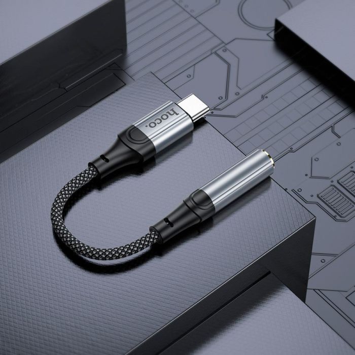 Кабель мультимедийный USB-C to 3.5mm F 1.0m LS36 Fresh Black HOCO (6942007608886) изображение 7