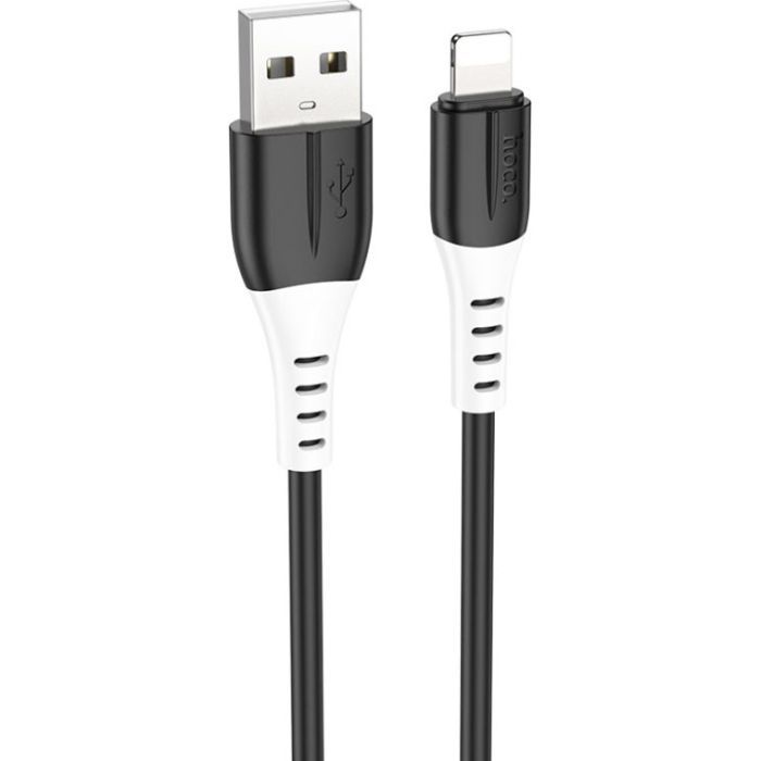 Дата кабель USB 2.0 AM to Lightning 1.0m 2.4A silicone X82 black HOCO (6931474768537)