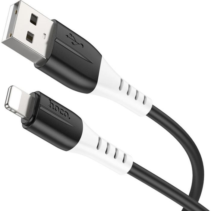 Дата кабель USB 2.0 AM to Lightning 1.0m 2.4A silicone X82 black HOCO (6931474768537) изображение 3