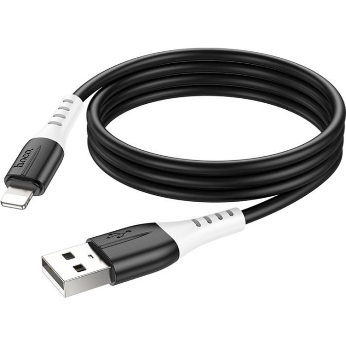 Дата кабель USB 2.0 AM to Lightning 1.0m 2.4A silicone X82 black HOCO (6931474768537) изображение 4