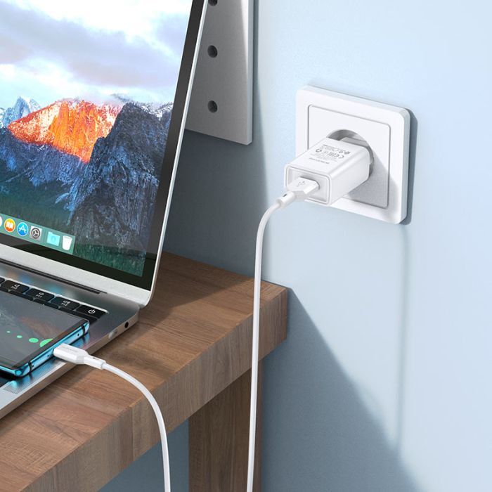 Зарядное устройство BOROFONE BA68A Glacier USB + cable USB to USB-C 10.5W White (6974443385731) изображение 4