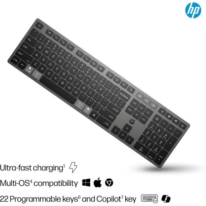 Клавиатура HP 720 Multi-Device Rechargeable Wireless/Bluetooth UA Black (9T5B1AA) изображение 5