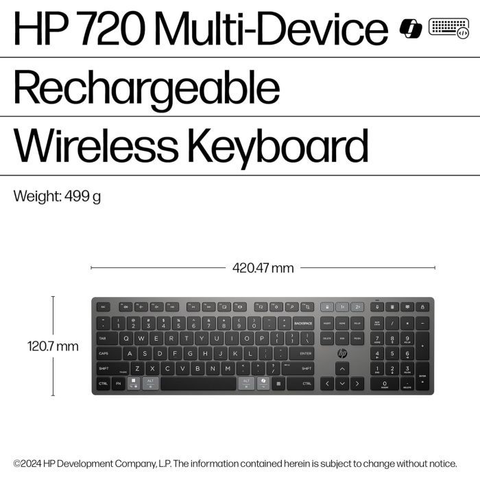 Клавиатура HP 720 Multi-Device Rechargeable Wireless/Bluetooth UA Black (9T5B1AA) изображение 6