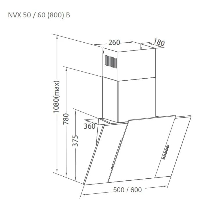 Вытяжка кухонная Pyramida NVX 60 (800) B BL изображение 6
