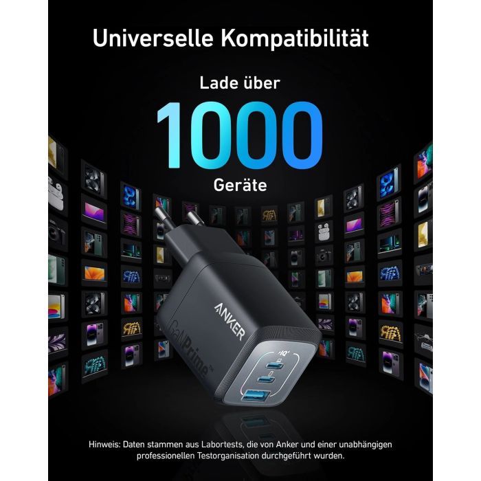Зарядное устройство Anker GaNPrime 67W 2xUSB-C PD + 1xUSB-A Black (A2669313) изображение 4