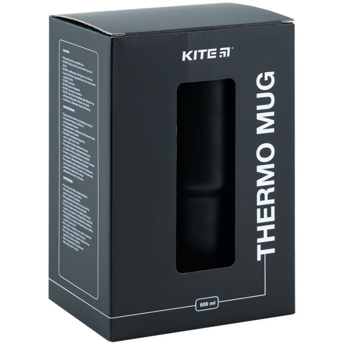 Термокружка Kite з ручкою 600 мл чорна (K24-1207-1) изображение 8