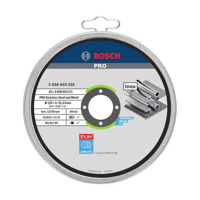 Круг відрізний Bosch Professional Stand по металу, 125х1.0х22.2мм, 10шт (2.608.603.255) зображення 2