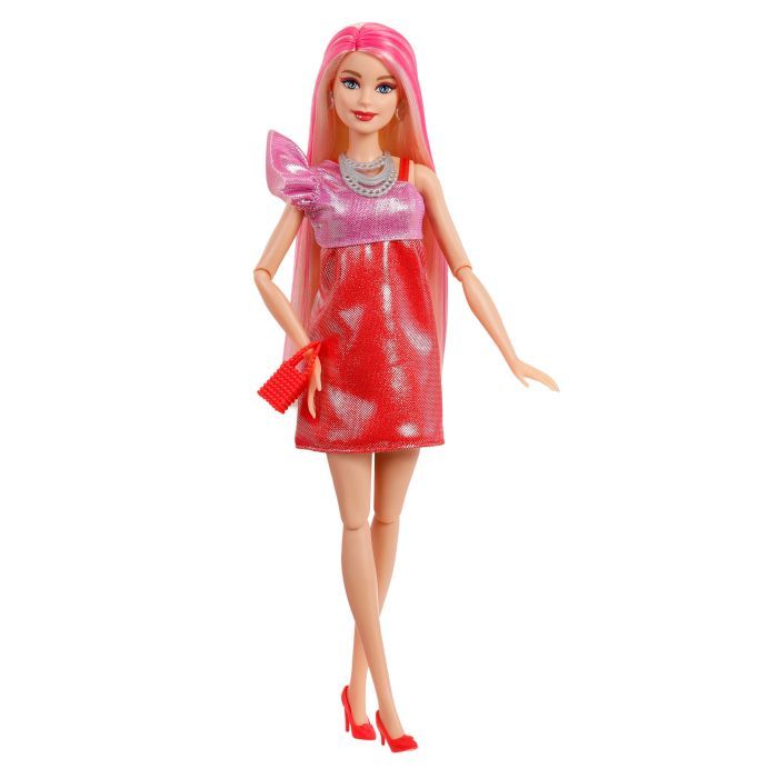 Кукла Barbie Party unboxed в розово-красных тонах (JFY68) изображение 2