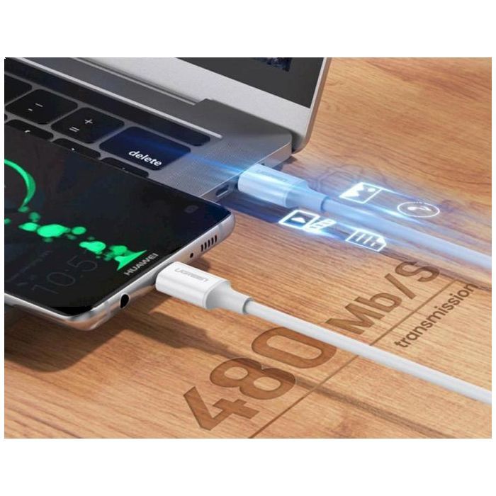 Дата кабель USB-C to USB-C 1.5m 5A 100W US300 black UGREEN (20528) изображение 2