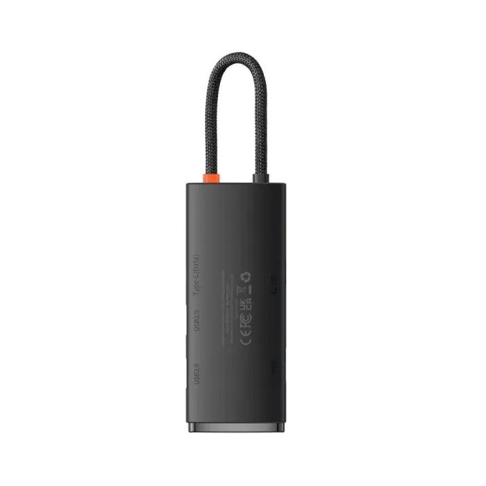 Концентратор Baseus USB-C 6-in-1 HDMI + 2xUSB 3.0 + USB-C + SD/TF black (WKQX050001) зображення 3