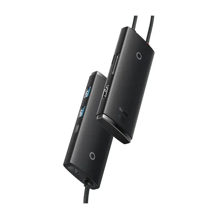 Концентратор Baseus USB-C 6-in-1 HDMI + 2xUSB 3.0 + USB-C + SD/TF black (WKQX050001) зображення 5