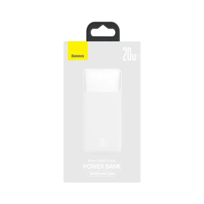 Батарея універсальна Baseus Bipow 20000mAh, Input(microUSB,Type-C), Output(2хUSB,Type-C), White (PPBD20K) зображення 6