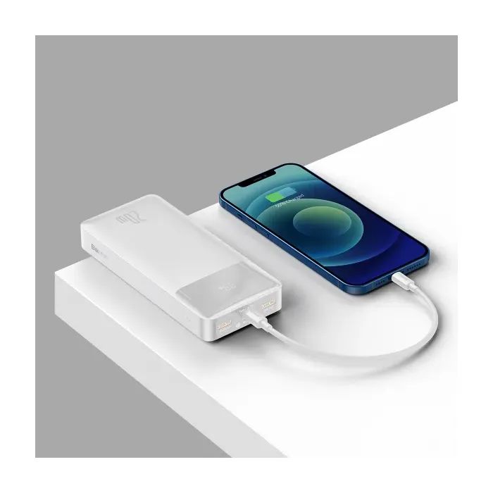 Батарея універсальна Baseus Bipow 20000mAh, Input(microUSB,Type-C), Output(2хUSB,Type-C), White (PPBD20K) зображення 8