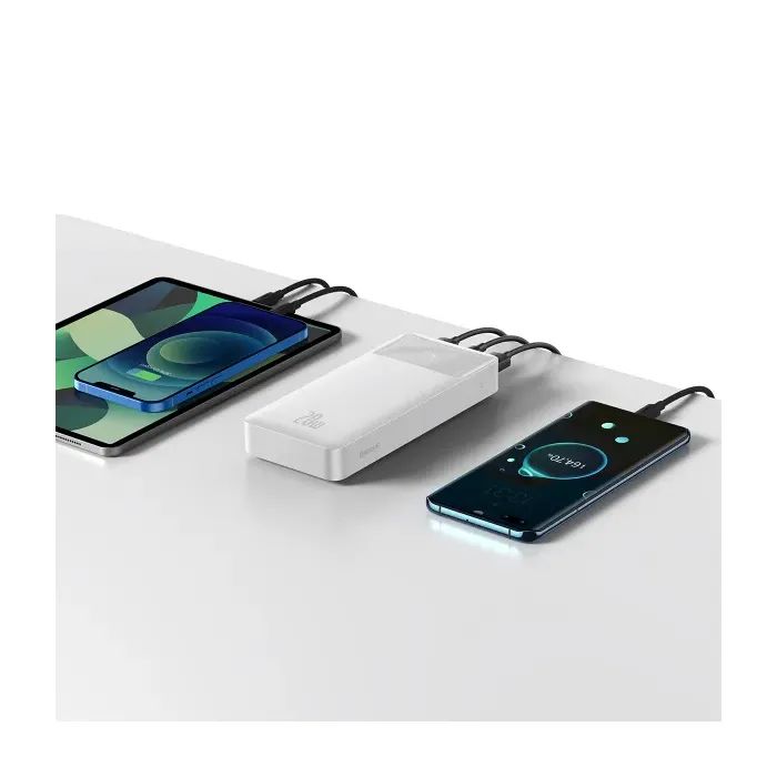 Батарея універсальна Baseus Bipow 20000mAh, Input(microUSB,Type-C), Output(2хUSB,Type-C), White (PPBD20K) зображення 9