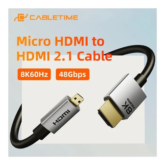 Кабель мультимедійний HDMI micro M to HDMI M 3.0m 8K60Hz Cabletime (CA915880) зображення 2