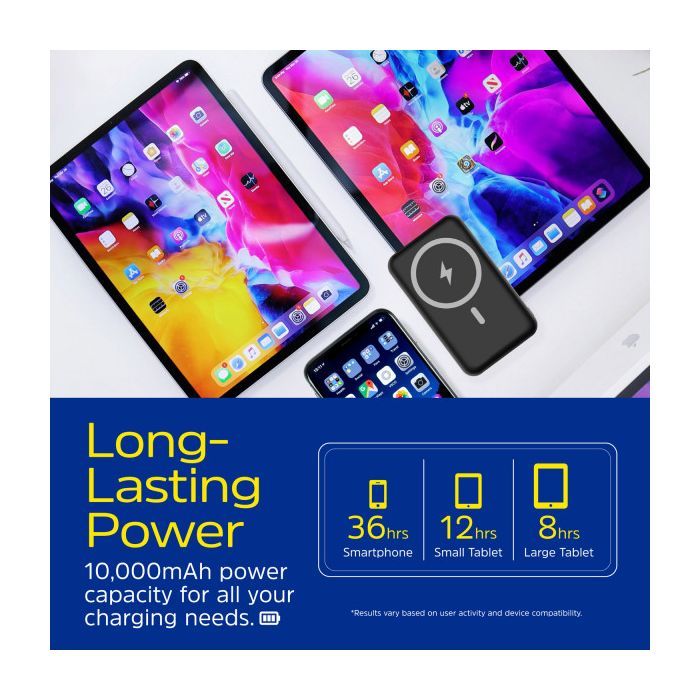 Батарея универсальная Energizer Magnetic Wireless 10000mAh 22.5W PD USB-A, USB-C In/Out, Black (QM10002PQ) изображение 7