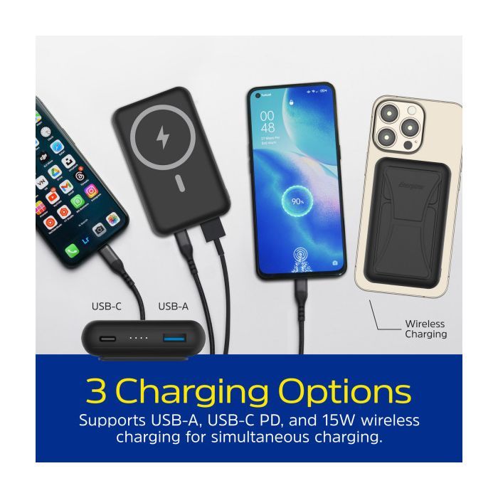 Батарея универсальная Energizer Magnetic Wireless 10000mAh 22.5W PD USB-A, USB-C In/Out, Black (QM10002PQ) изображение 8
