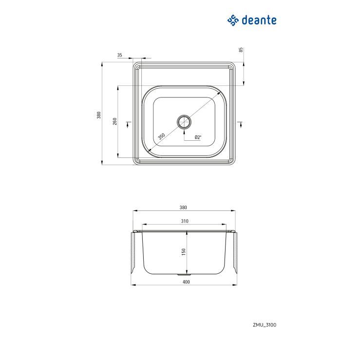 Мийка кухонна Deante Techno нерж.сталь (ZMU_3100) зображення 4