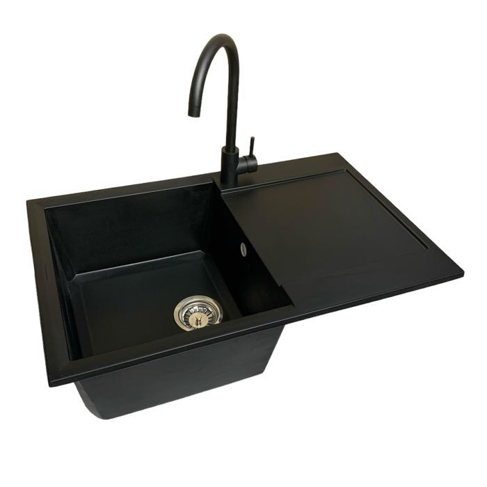 Мийка кухонна Adamant Horizon антрацит + змішувач + дозатор + ополіскувач склянок + кола (4824296106315) зображення 2