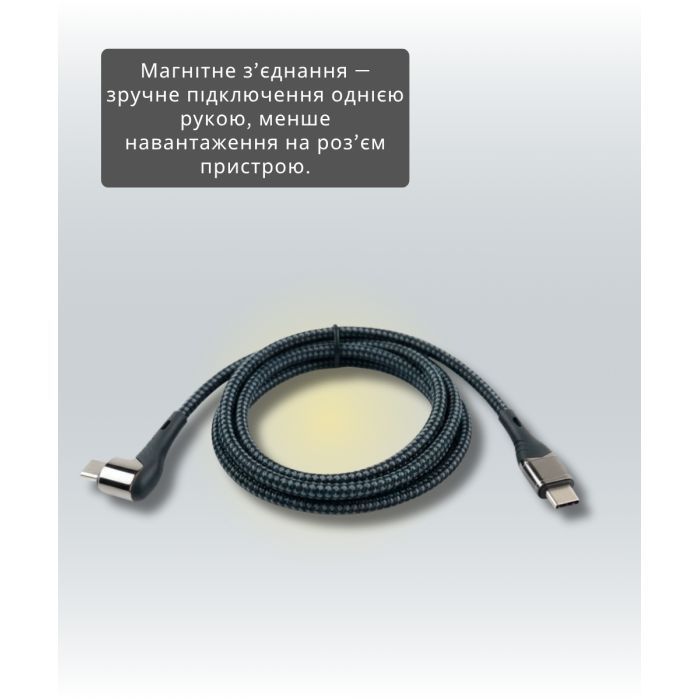 Дата кабель USB-C to USB-C 1.5m 5A 100W Quick Charge magnetic black BeCover (714555) изображение 4