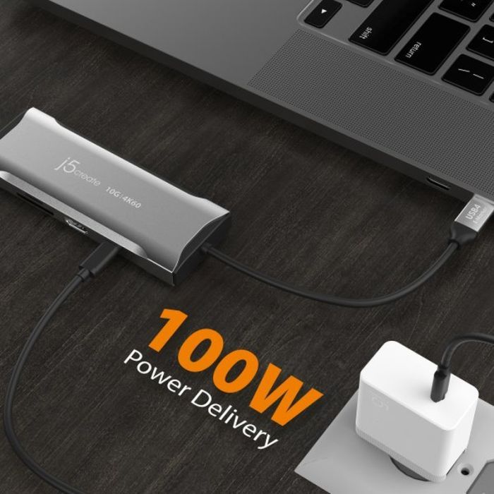 Порт-реплікатор J5create Dock-Station USB-C 10Gbps, 7-in-1 (хаб/HDMI/PD/картридер) (JCD393-N) зображення 10