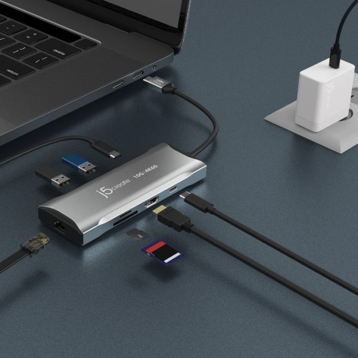 Порт-реплікатор J5create Dock-Station USB-C 10Gbps, 7-in-1 (хаб/HDMI/PD/картридер) (JCD393-N) зображення 7