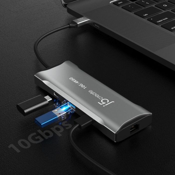 Порт-реплікатор J5create Dock-Station USB-C 10Gbps, 7-in-1 (хаб/HDMI/PD/картридер) (JCD393-N) зображення 9