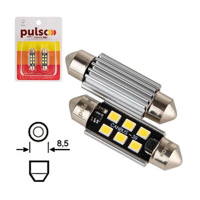 Автолампа PULSO LED C5W/39мм/CANBUS/9SMD-2835/12v/2,9W/315lm White (LP-39C5W) зображення 2