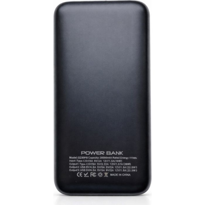 Батарея универсальная Extradigital 30000mAh, 22.5W, black (ED30PB) изображение 2