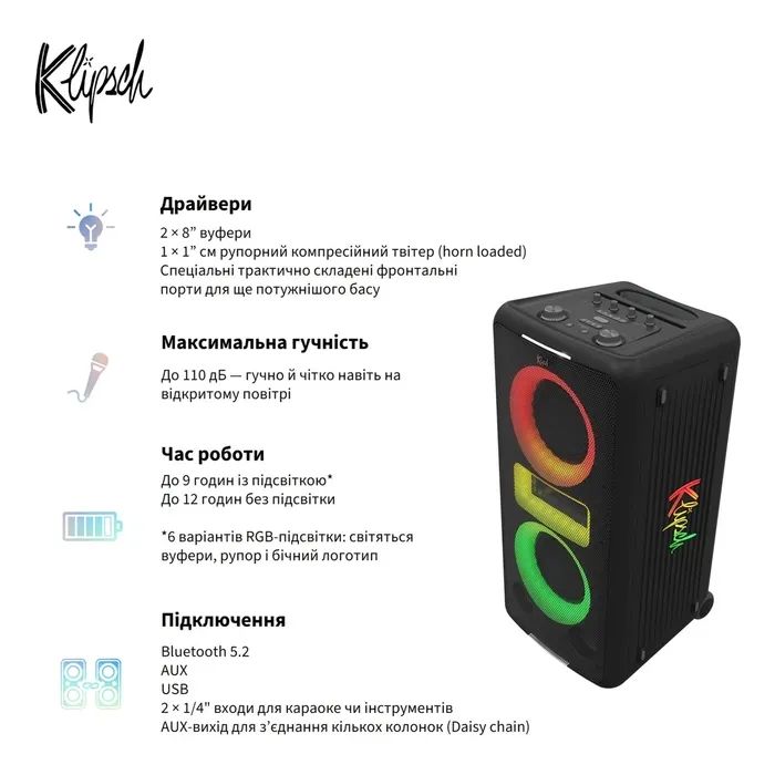 Акустическая система Klipsch New York Party speaker Black (1073423) изображение 12