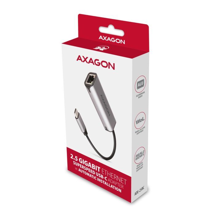 Перехідник USB-C to RJ45 Ethernet 2500Mbps gray AXAGON (ADE-25RC) зображення 11