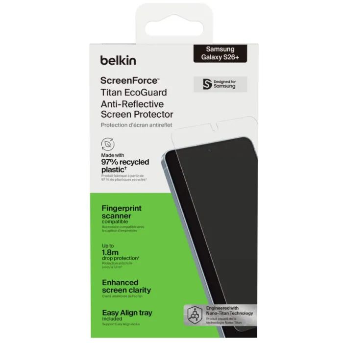 Стекло защитное Belkin Titan EcoGuard Samsung Galaxy S26+ (OVB079HQ) изображение 3
