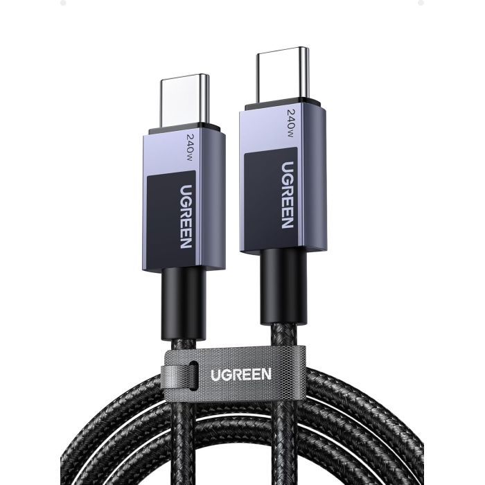 Дата кабель USB-C to USB-C 2.0m PD3.1 240W 480Mbps braided black Ugreen (75732)