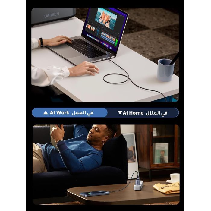 Дата кабель USB-C to USB-C 2.0m PD3.1 240W 480Mbps braided black Ugreen (75732) изображение 8