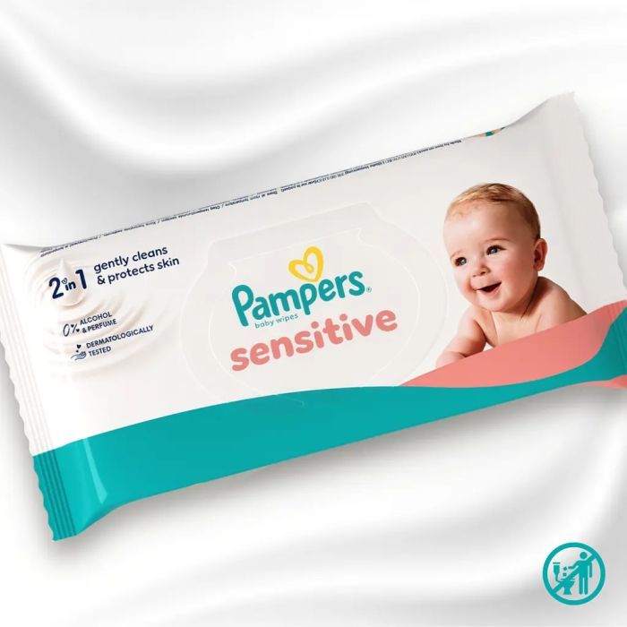Детские влажные салфетки Pampers Sensitive 3 x 80 шт (240 шт) (8006530134521) изображение 4