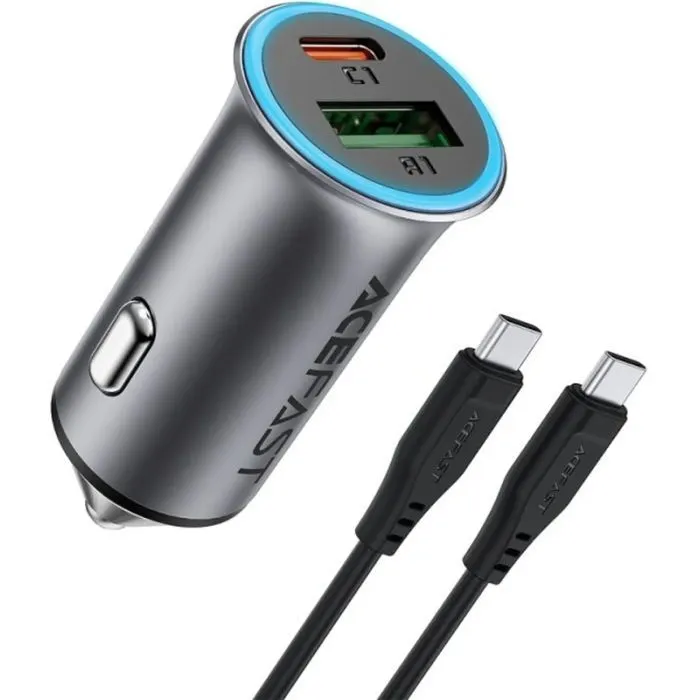 Зарядное устройство Acefast 1xUSB-C PD95W + 1xUSB gray (6974316285304)
