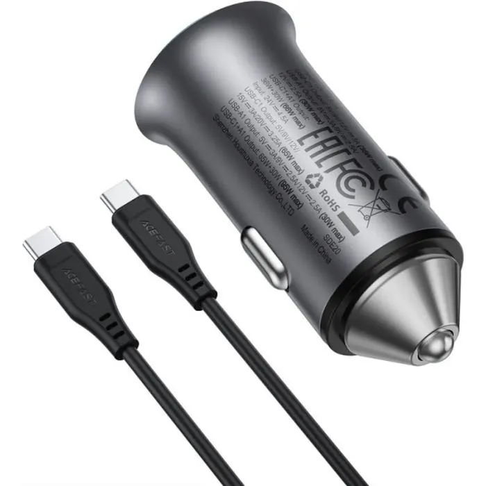 Зарядное устройство Acefast 1xUSB-C PD95W + 1xUSB gray (6974316285304) изображение 3