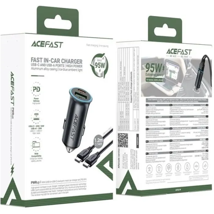 Зарядное устройство Acefast 1xUSB-C PD95W + 1xUSB gray (6974316285304) изображение 5